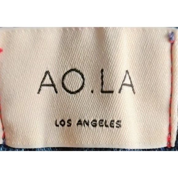 AO.LA by Alice + Olivia High Rise Straight Crop Jeans Size 27 Blue Raw Hem - Picture 6 of 9